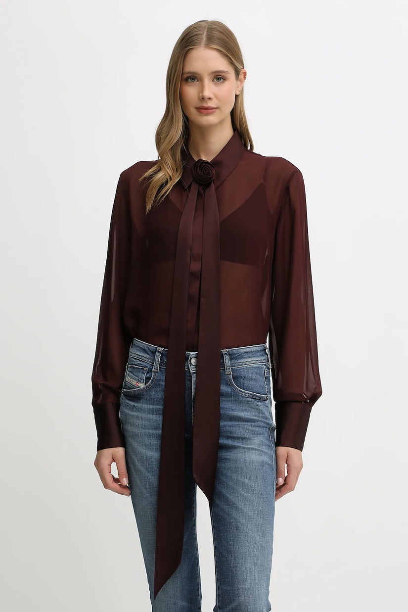 Gestuz cămașă culoarea roșu, cu guler clasic, regular, 10910669