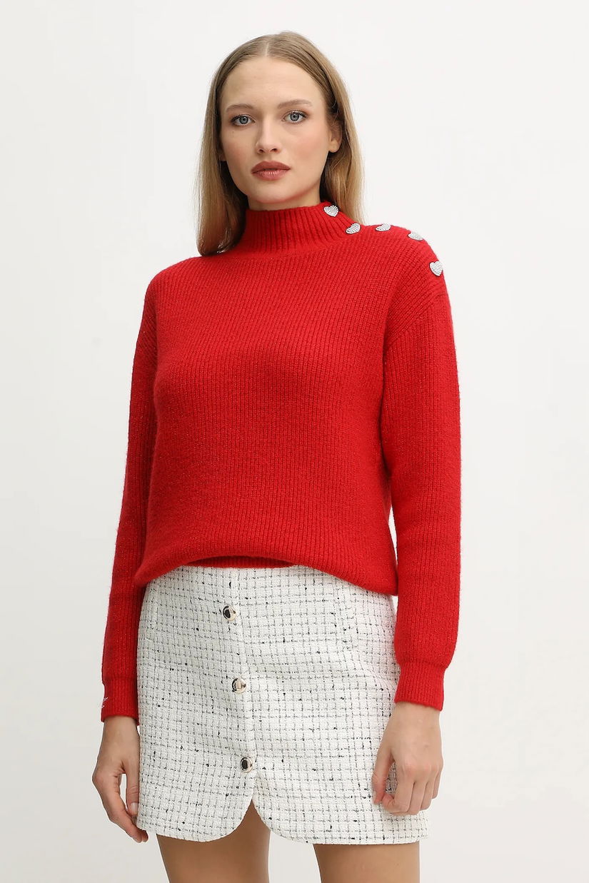 Morgan pulover din amestec de lână MSTORI culoarea roz, cu turtleneck, MSTORI