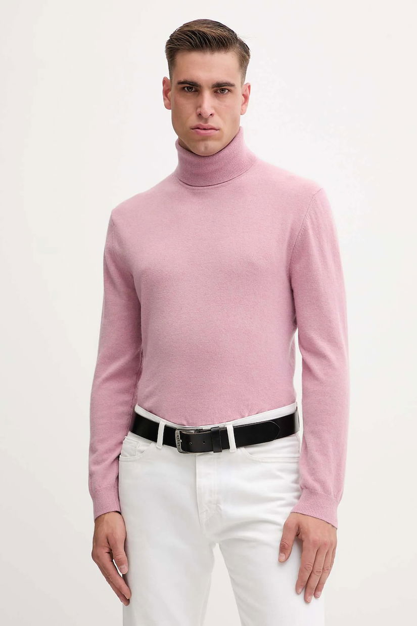 United Colors of Benetton pulover de lână culoarea maro, light, cu guler, 1002U2180