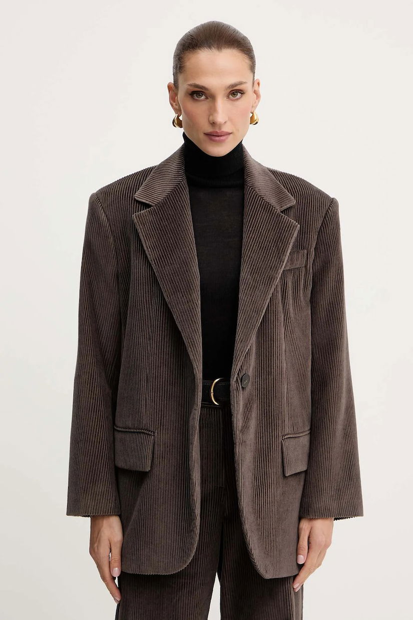 Weekend Max Mara geacă din velur FORMIA culoarea maro, un singur rand de nasturi, uni, 2525046052600