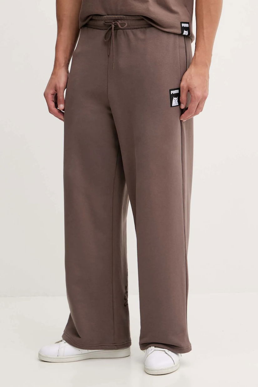 Puma pantaloni de trening PUMA x RIPNDIP culoarea maro, uni, 632416