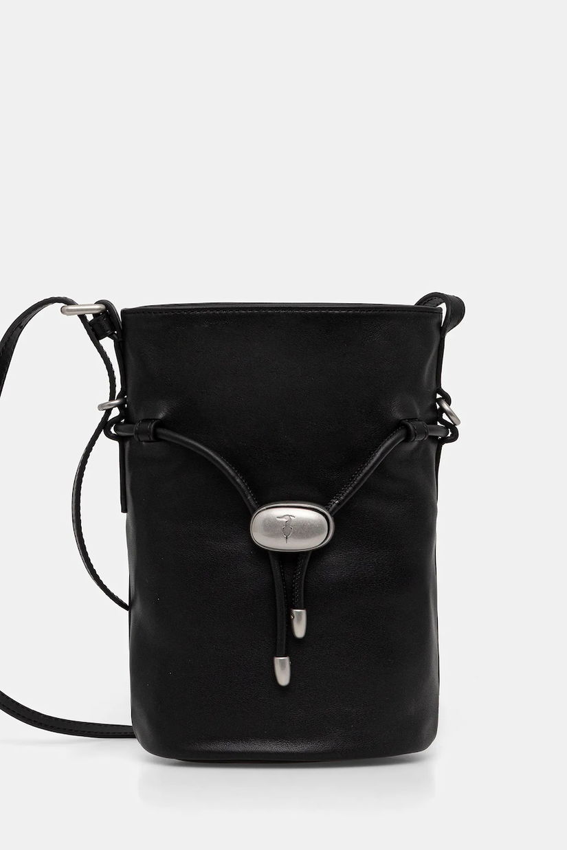 Trussardi poșetă de piele culoarea negru, Z600E005977N