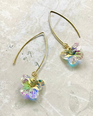Cercei fluturi sticla tip Swarovski