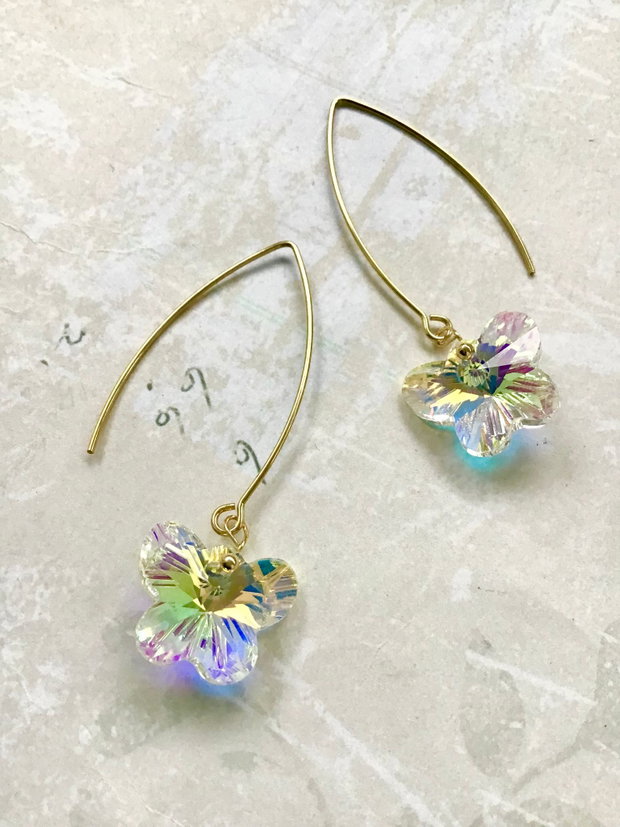 Cercei fluturi sticla tip Swarovski