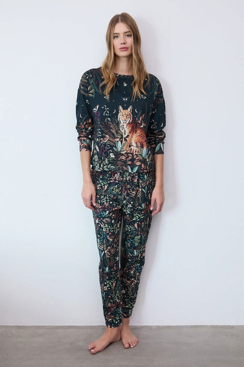 Medicine pijamale de bumbac culoarea verde, bumbac