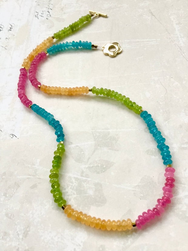Colier CHOKER Jad multicolor