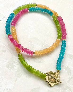 Colier CHOKER Jad multicolor