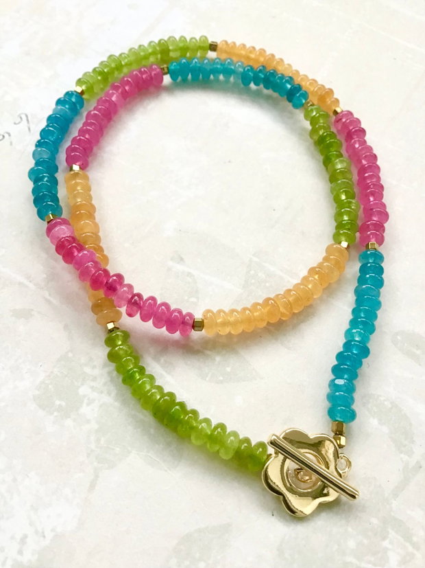 Colier CHOKER Jad multicolor