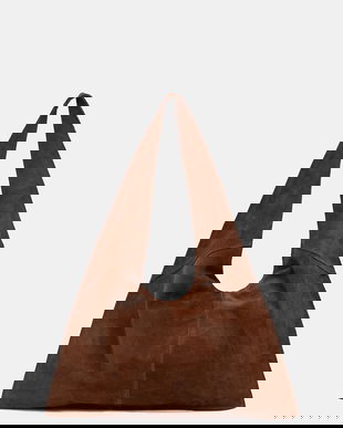 Answear.LAB geanta de mana din piele intoarsa culoarea maro