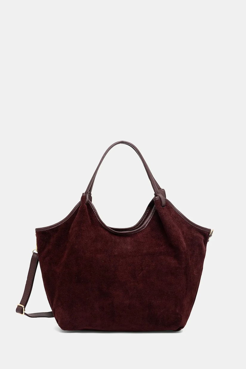 Answear.LAB geanta de mana din piele intoarsa culoarea bordo