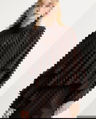 Gestuz bluză culoarea maro, uni, 10910650