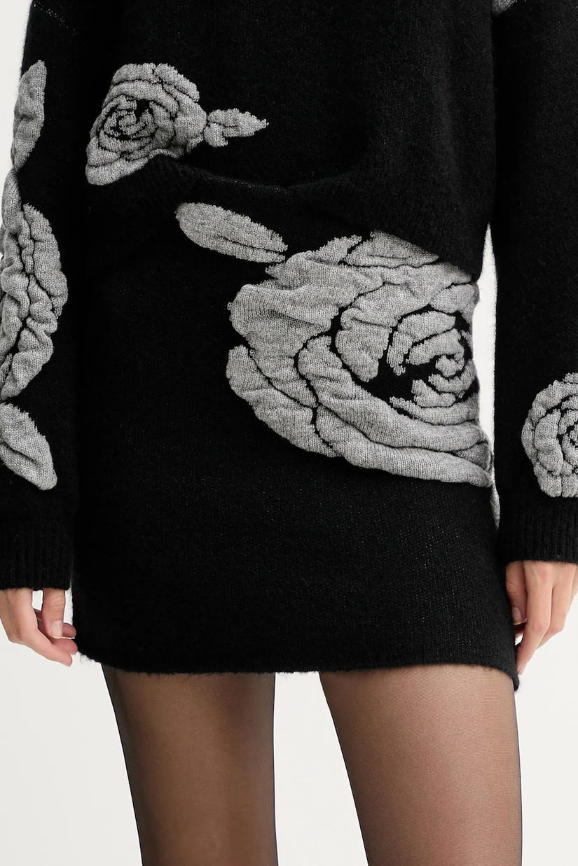 Gestuz fustă din amestec de lână culoarea negru, mini, creion, 10910595