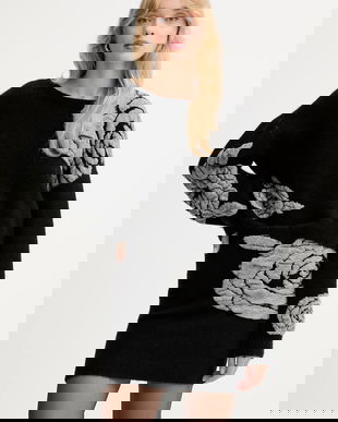 Gestuz pulover din amestec de lână culoarea negru, călduros, 10910594