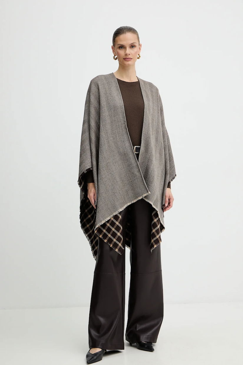 Weekend Max Mara poncho de lână OGNUNO culoarea maro, light, 2525546055600
