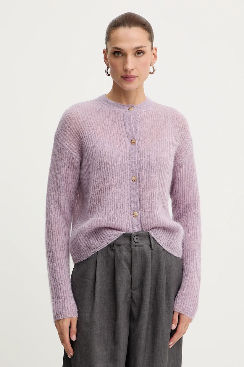 MM cardigan din amestec de lână MEANDRO culoarea violet, 2526346028600