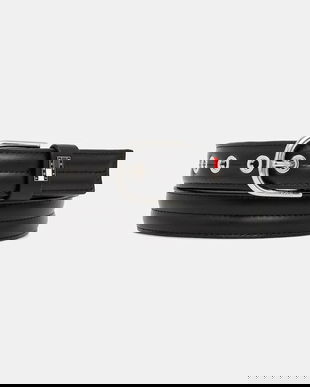 Tommy Jeans curea de piele culoarea negru, AW0AW17915