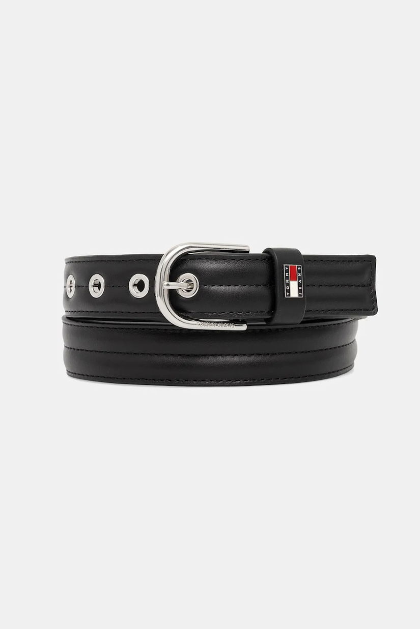 Tommy Jeans curea de piele culoarea negru, AW0AW17915