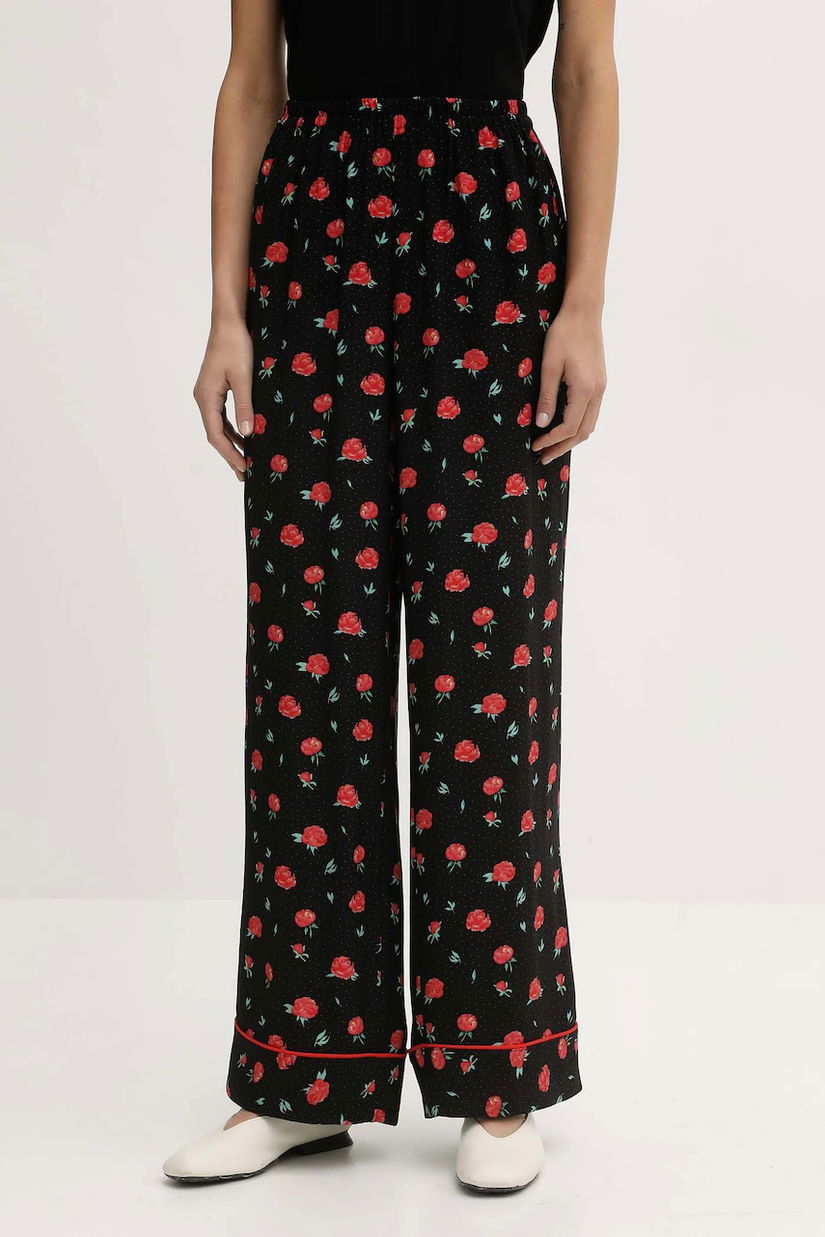 The Sleeper pantaloni culoarea negru, lat, high waist, PSPT03F021N