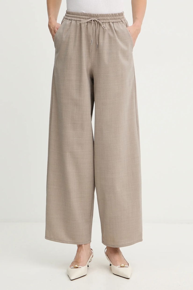 MAX&Co. pantaloni cu lână culoarea bej, lat, high waist, 2528136015200