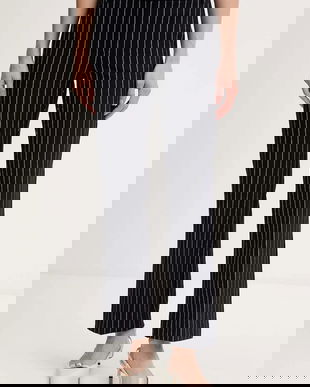 Marella pantaloni Emme by Marella culoarea bleumarin, drept, high waist, 2525786052200