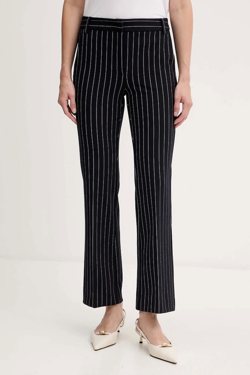 Marella pantaloni Emme by Marella culoarea bleumarin, drept, high waist, 2525786052200