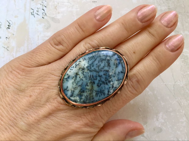 Inel cupru & Opal dendritic