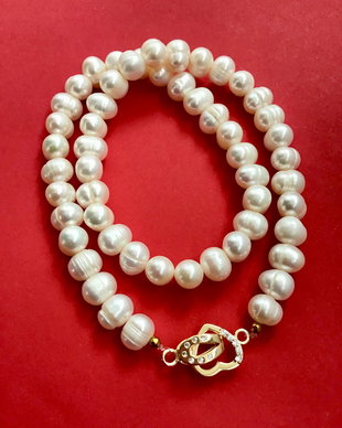 Colier CHOKER perle de cultura albe
