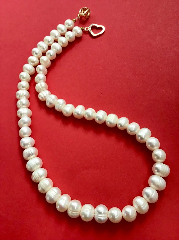 Colier CHOKER perle de cultura albe