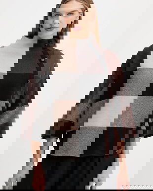 Joseph Ribkoff pulover culoarea maro, cu turtleneck, 254976