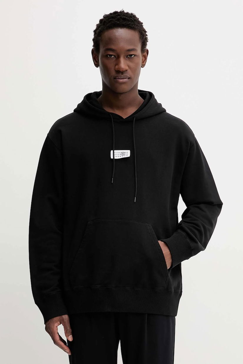 MM6 Maison Margiela hanorac de bumbac x MM6 Wardro culoarea negru, cu glugă, uni, SH0GU0033.M25025.900