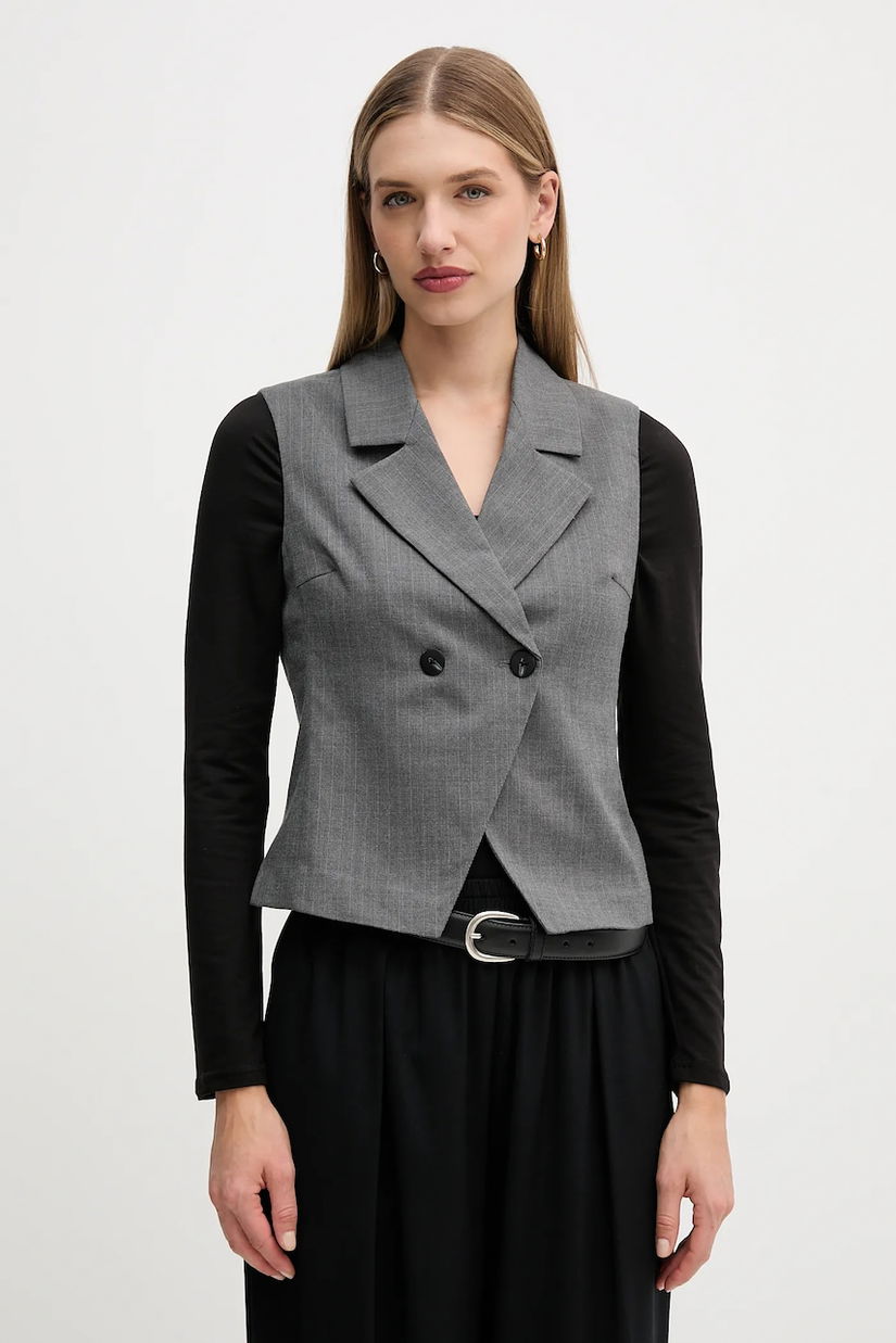United Colors of Benetton vestă culoarea gri, cu două rânduri de nasturi, 2X8MDJ00O