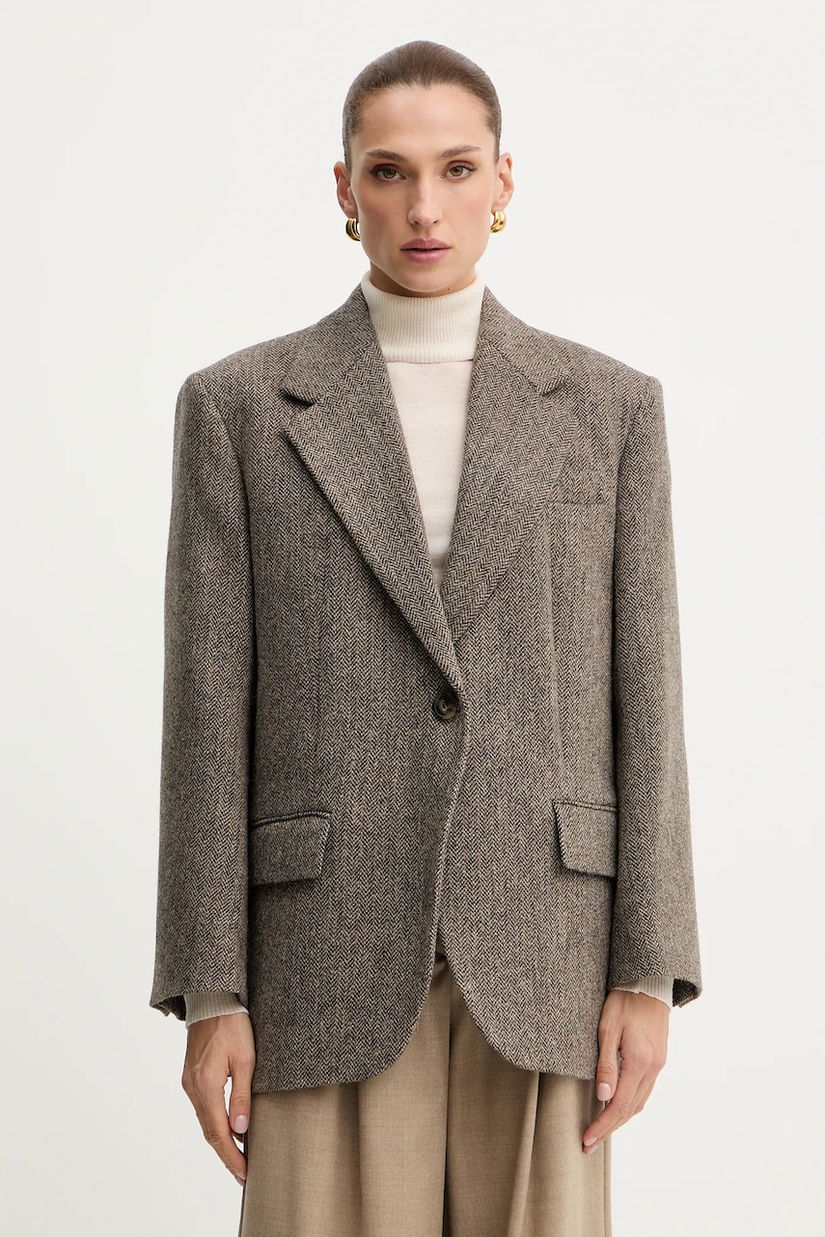 Weekend Max Mara geacă de lână TRONTO culoarea maro, un singur rand de nasturi, melanj, 2525046042600