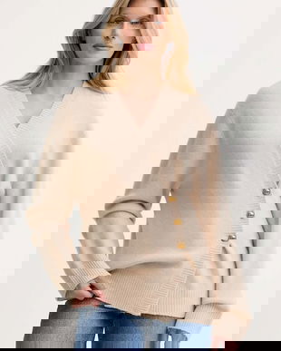 ISABELLE BLANCHE cardigan din amestec de lână culoarea bej, IS25FW-M152-F007