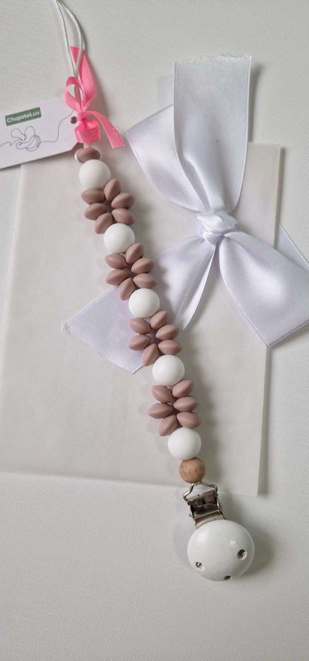 Lanț suzetă handmade pastel ChupeteLuv, silicon alimentar, personalizat, bebeluși 0+