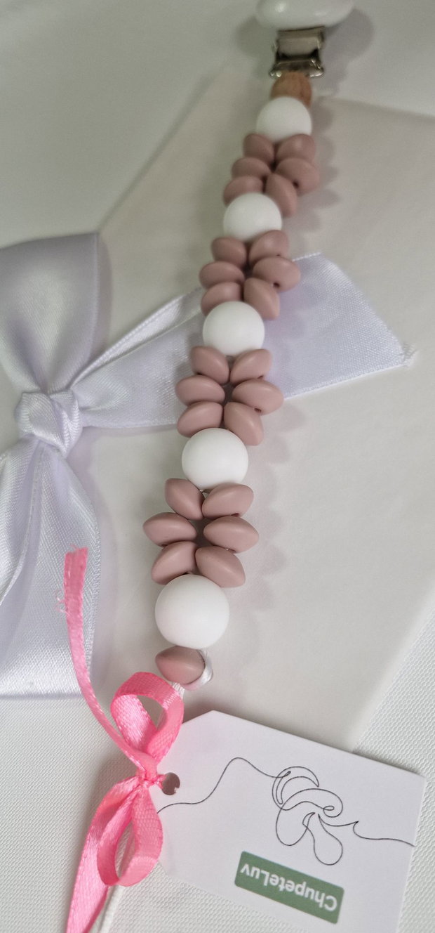 Lanț suzetă handmade pastel ChupeteLuv, silicon alimentar, personalizat, bebeluși 0+