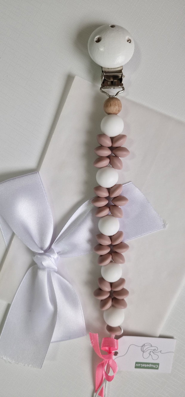 Lanț suzetă handmade pastel ChupeteLuv, silicon alimentar, personalizat, bebeluși 0+