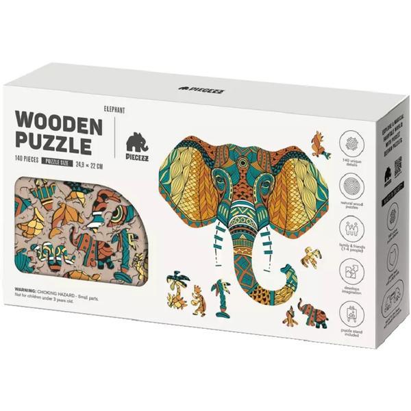 Puzzle 140 din lemn: Elefant