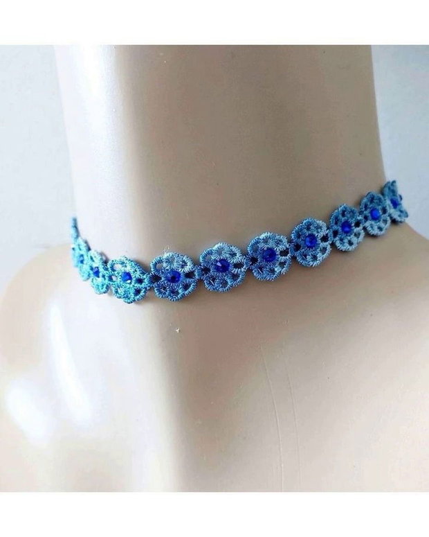 Choker Albastru Degrade cu Cristale Elegant si Modern