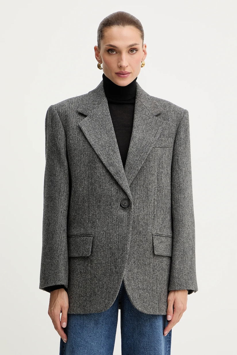 Weekend Max Mara geacă de lână TRONTO culoarea gri, un singur rand de nasturi, melanj, 2525046042600