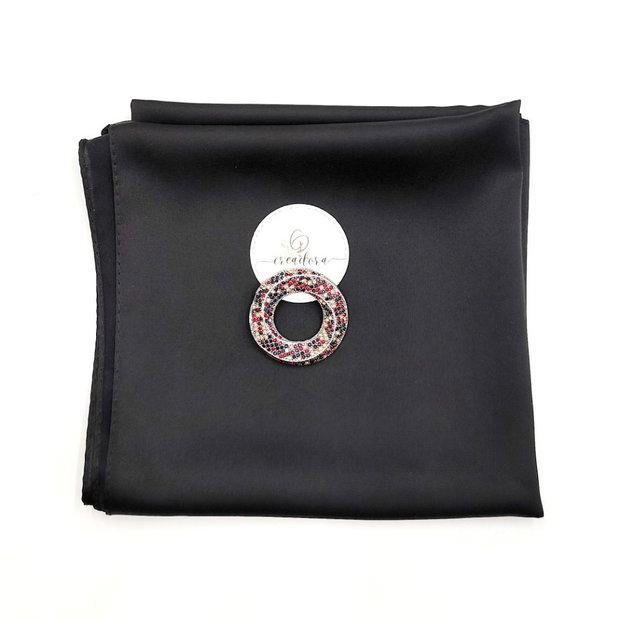 Set cadou, esarfa neagra si brosa 4525