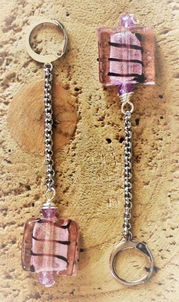 Cercei handmade din sarma si margele de murano