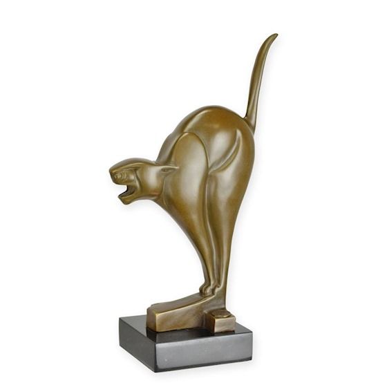 Pisica speriata-statueta Art Deco din bronz