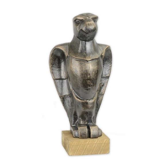 Vultur-statueta din fonta cu un soclu din lemn