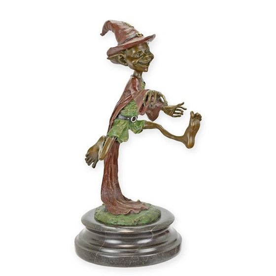 Goblin-statueta din bronz cu un soclu din marmura