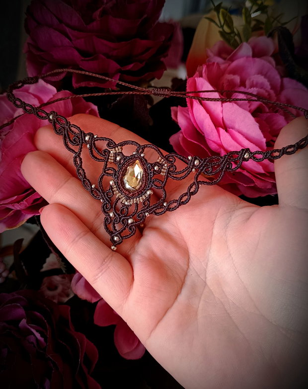 Colier elegant micromacrame cu cristal Swarovski
