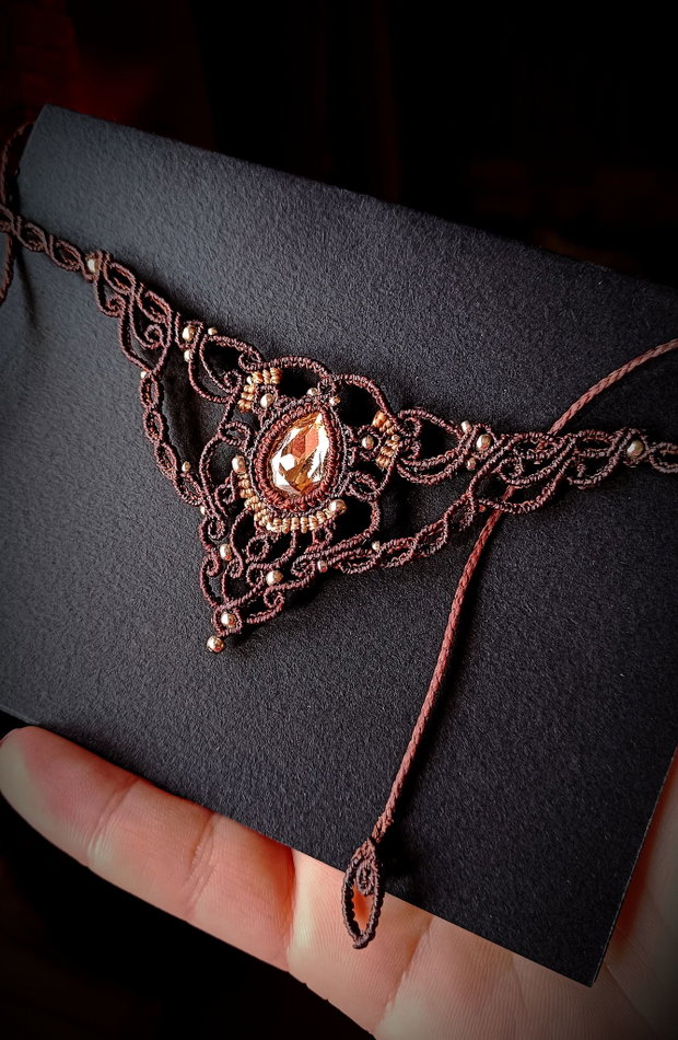 Colier elegant micromacrame cu cristal Swarovski