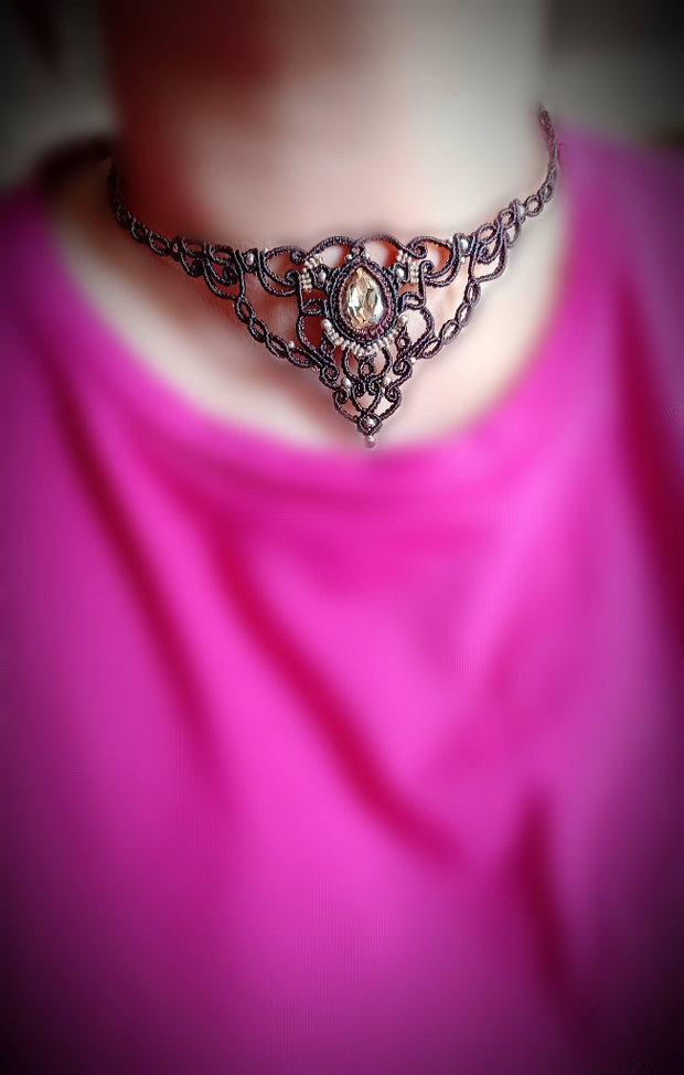Colier elegant micromacrame cu cristal Swarovski