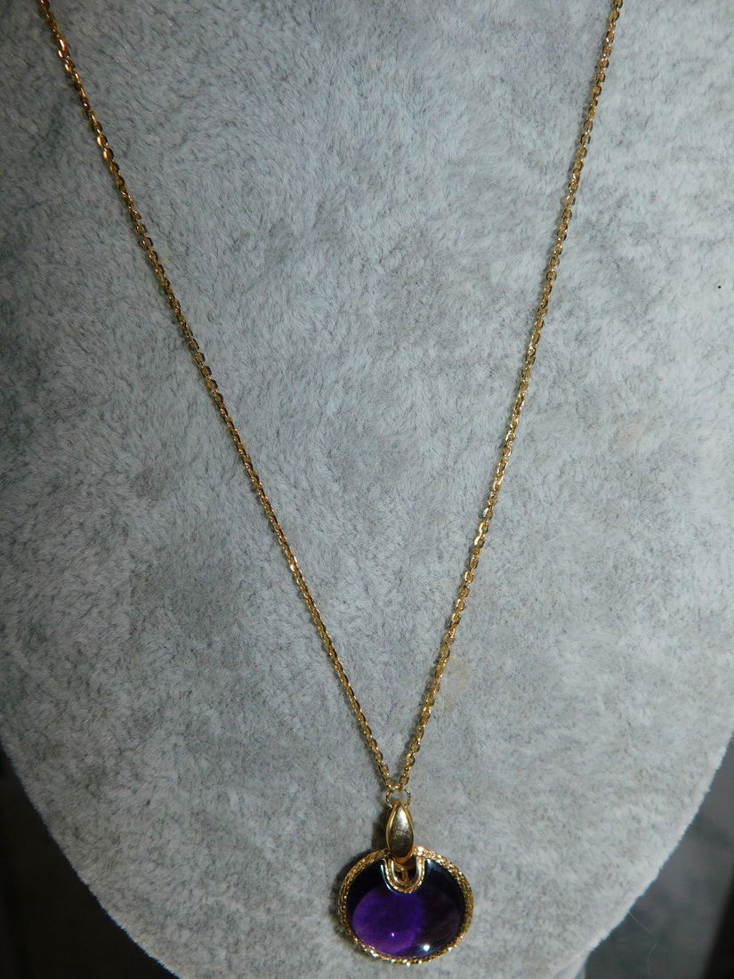 Lantisor aur  14 k , nou , 5.99    grame  , pandant  ametist pur Peru ,