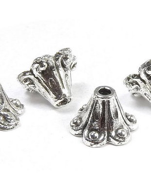 Capacel metalic, argintiu antichizat, 10x6 mm