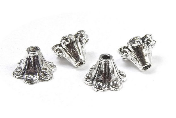 Capacel metalic, argintiu antichizat, 10x6 mm